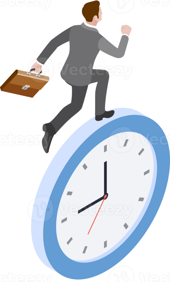 hombre de negocios corriendo en el reloj png