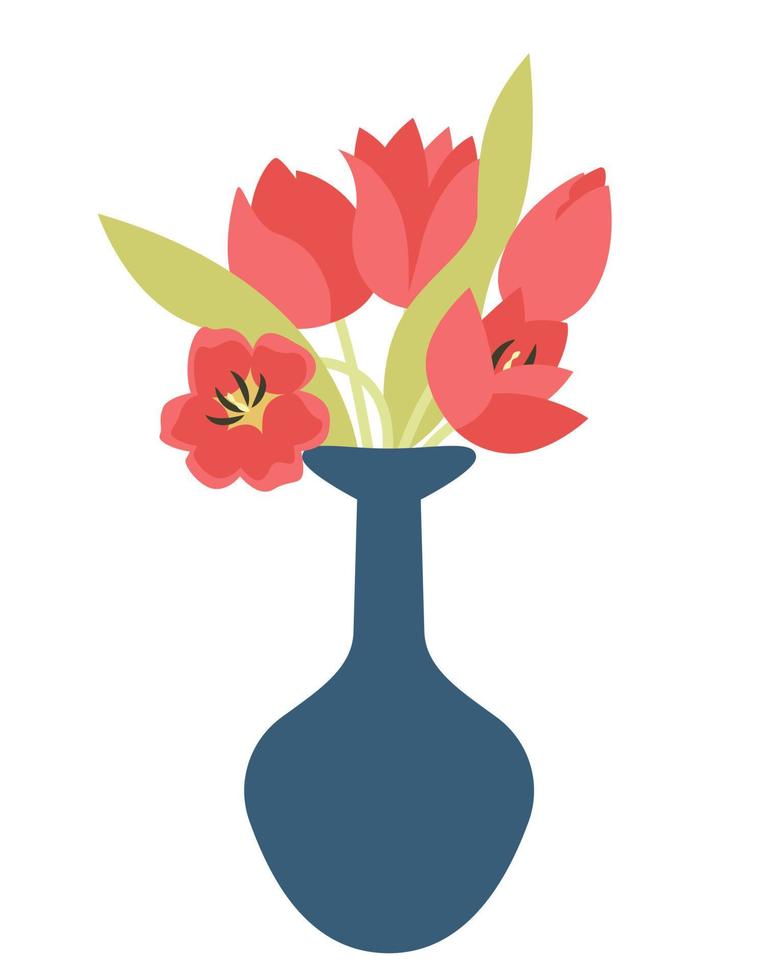 jarrón con tulipanes. vector