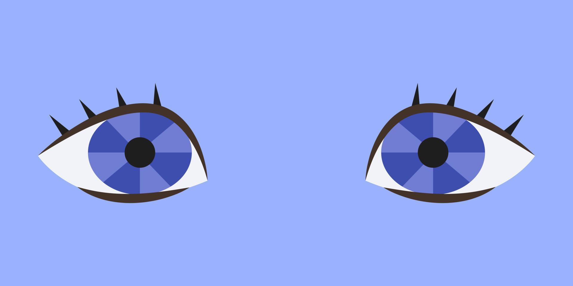 Blue eyes in flat style. Beautiful part of human body. vector