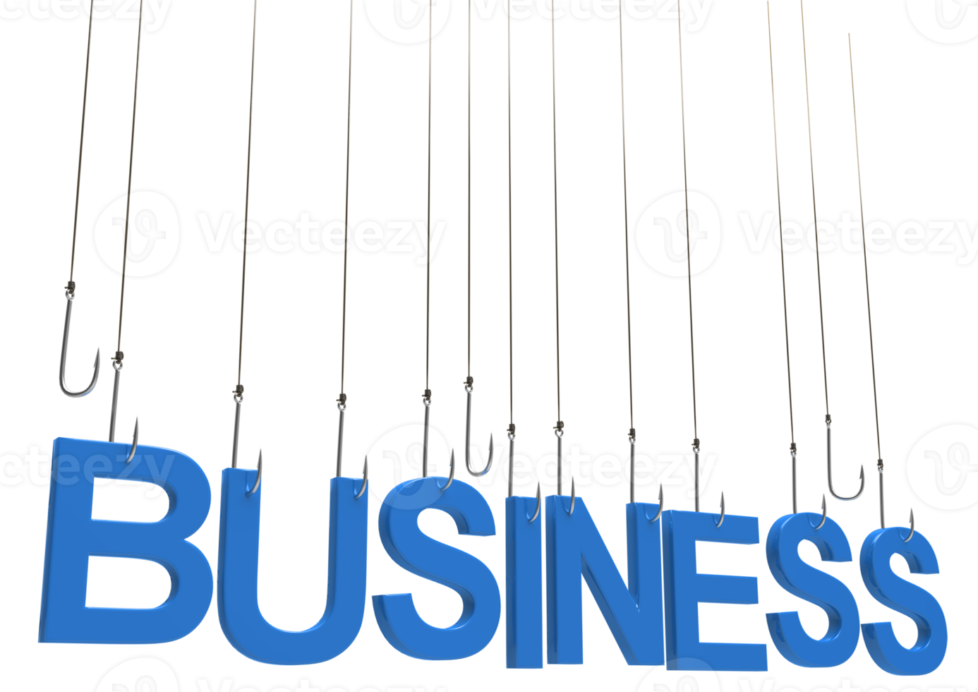 BUSINESS text hanging on a fishing hook png