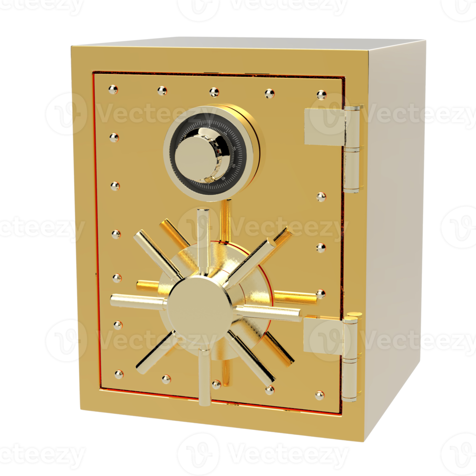 3D gold safe box png