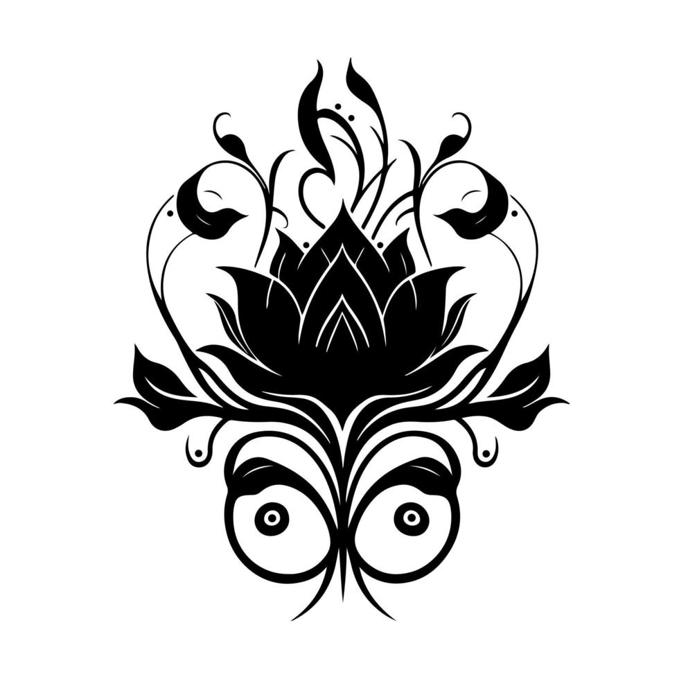 Ornamental lotus flower. Monochrome illustration for tattoo, logo, emblem, embroidery, crafting. vector