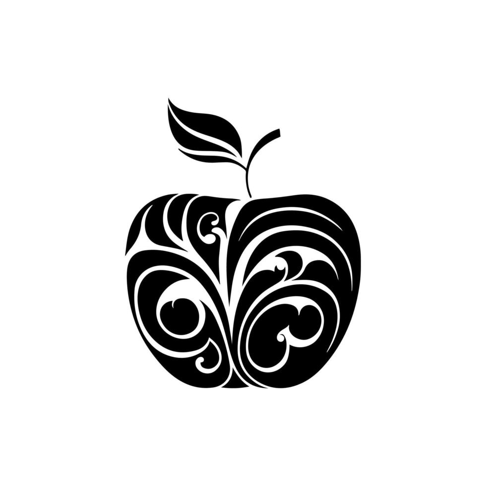 manzana madura ornamental. ilustración vectorial simple para logotipo, emblema, signo, icono, tatuaje, bordado. vector