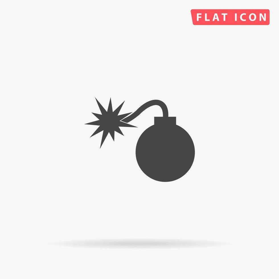 bomba. simple símbolo negro plano con sombra sobre fondo blanco. pictograma de ilustración vectorial vector