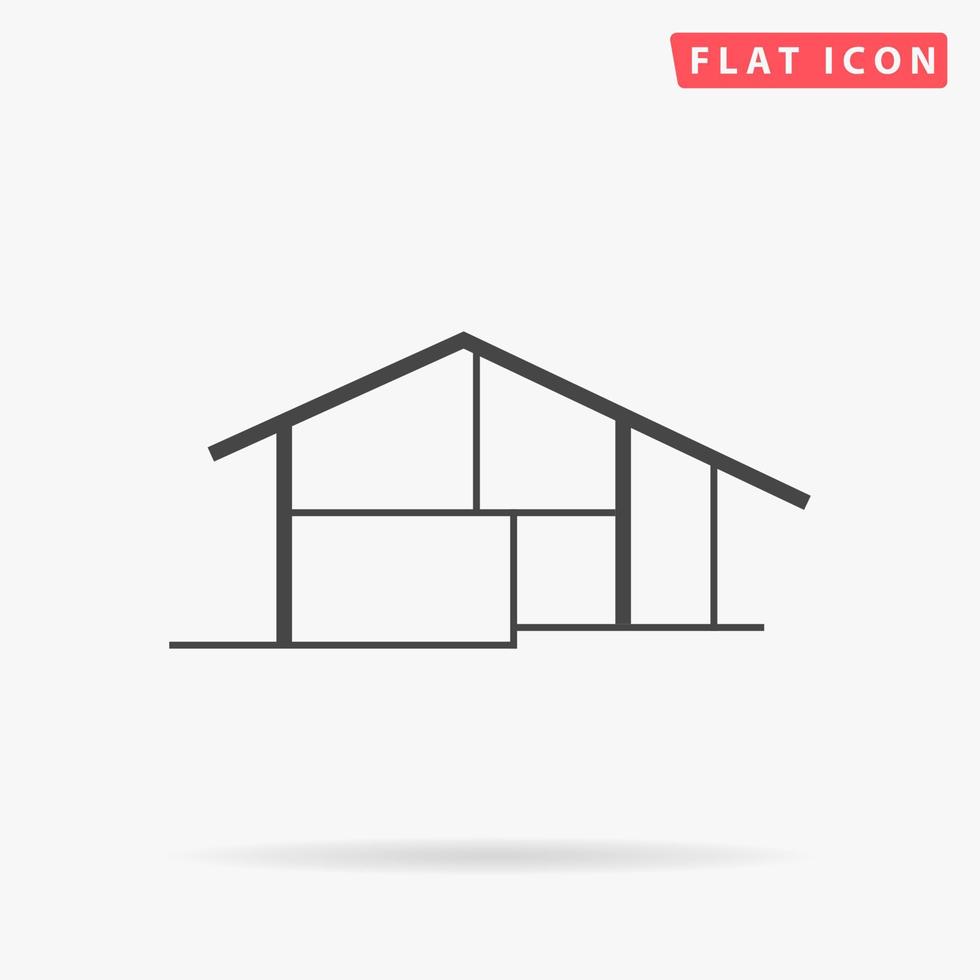 casa moderna. simple símbolo negro plano con sombra sobre fondo blanco. pictograma de ilustración vectorial vector
