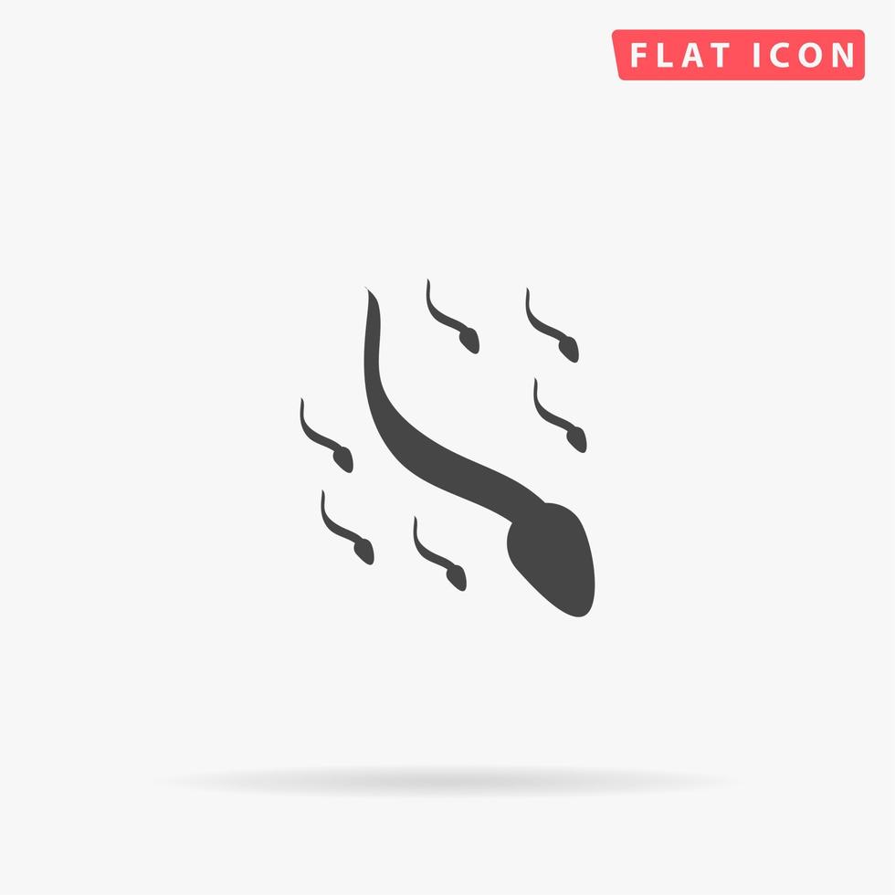 Group sperm swimming. Simple flat black symbol with shadow on white background. Vector illustration pictogram