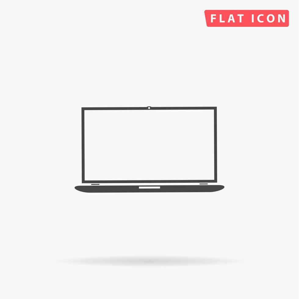 Simple Laptop. Simple flat black symbol with shadow on white background. Vector illustration pictogram