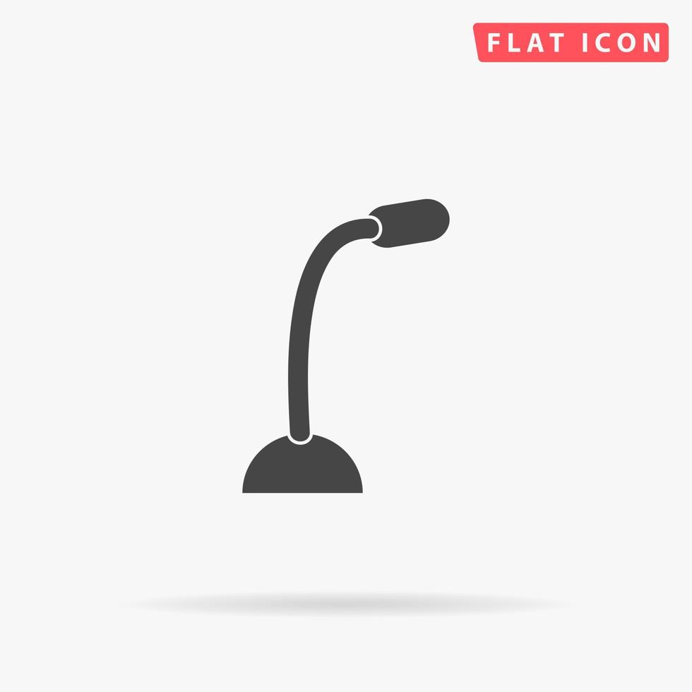 Simple computer microphone. Simple flat black symbol with shadow on white background. Vector illustration pictogram