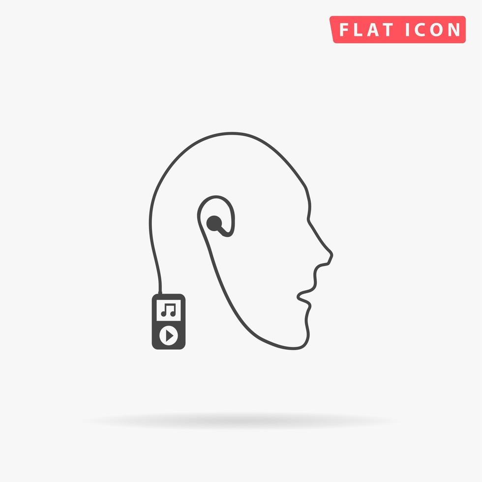 Mobile music technology human connection. Simple flat black symbol with shadow on white background. Vector illustration pictogram