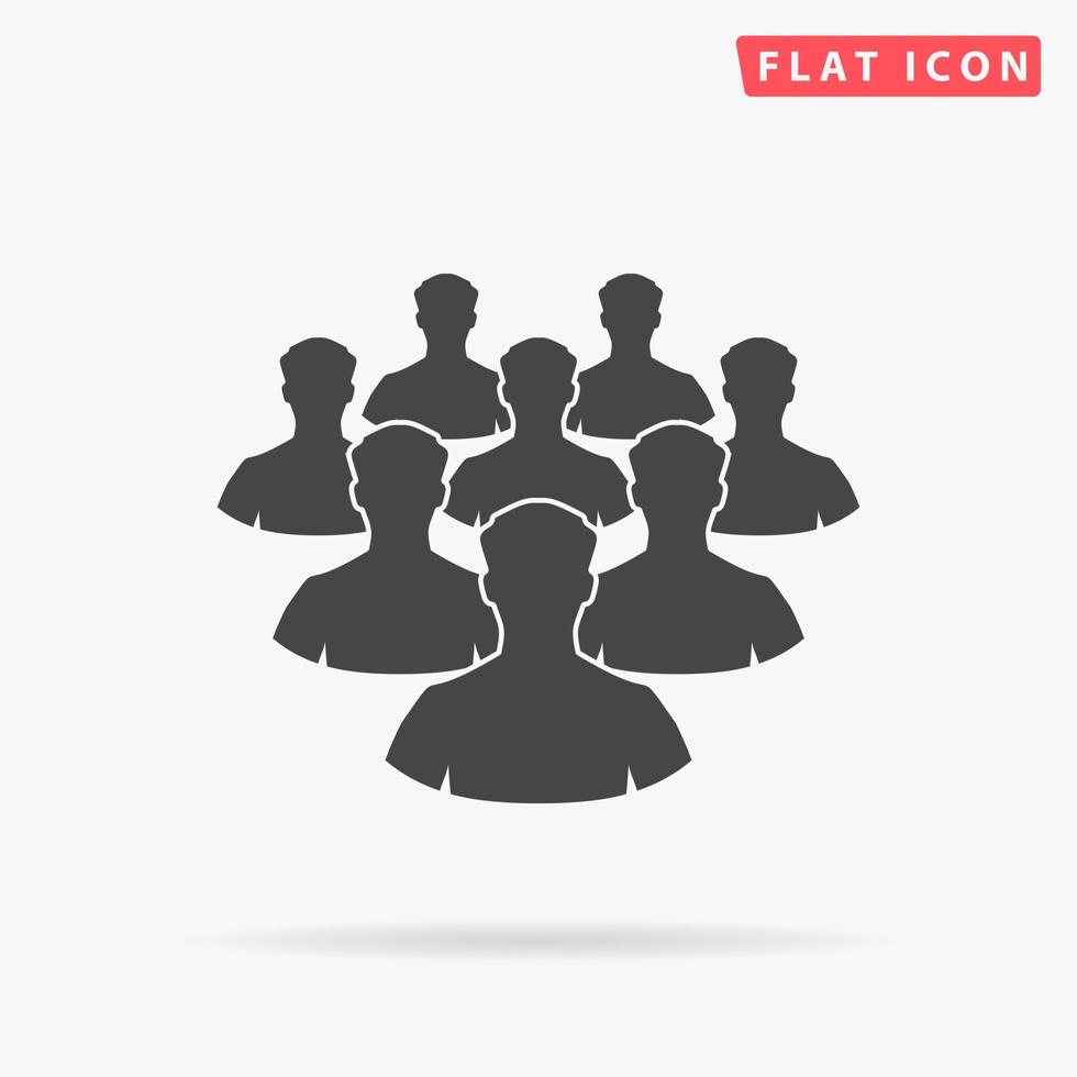 Crowd of people. Simple flat black symbol with shadow on white background. Vector illustration pictogram