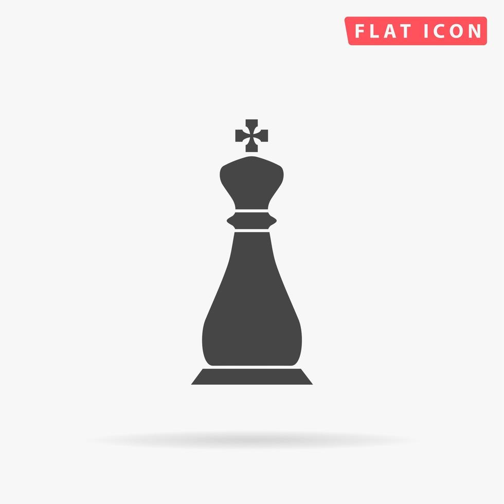 Chess king. Simple flat black symbol with shadow on white background. Vector illustration pictogram