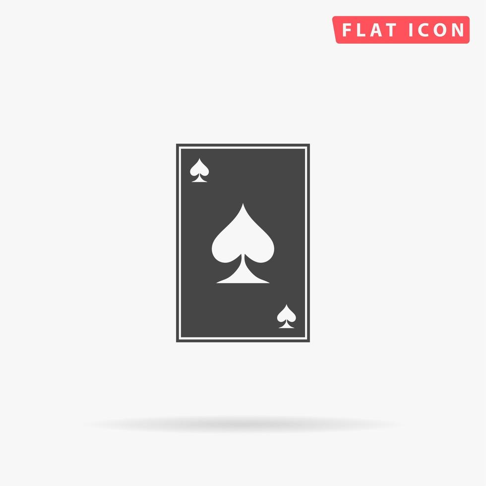 Spades card. Simple flat black symbol with shadow on white background. Vector illustration pictogram