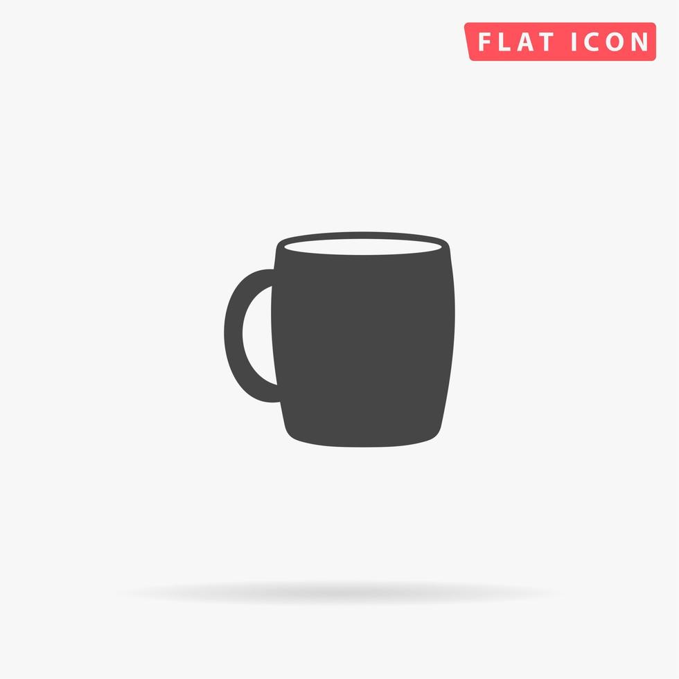 taza de te simple símbolo negro plano con sombra sobre fondo blanco. pictograma de ilustración vectorial vector