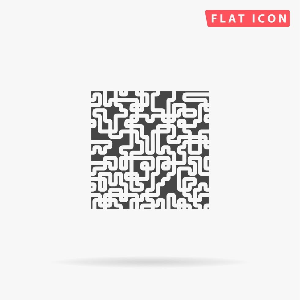 Labyrinth Puzzle rebus. Simple flat black symbol with shadow on white background. Vector illustration pictogram