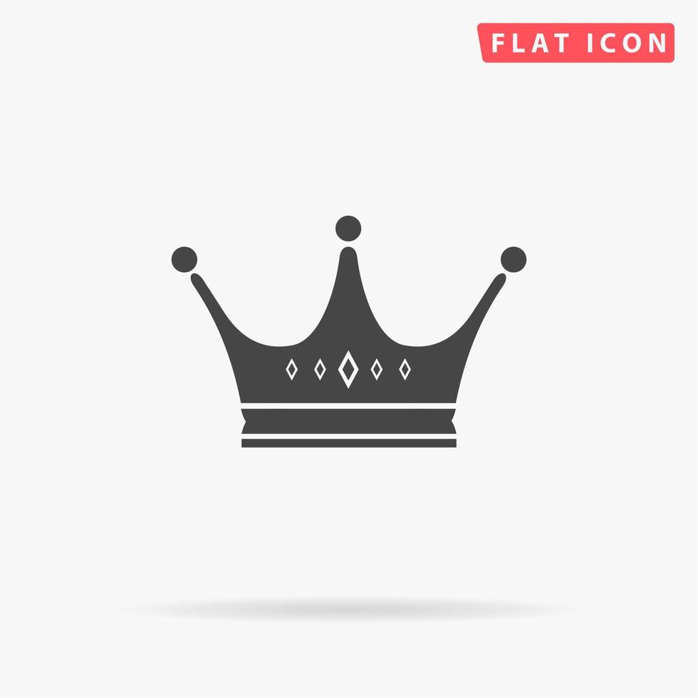 Crown. Simple flat black symbol with shadow on white background. Vector illustration pictogram