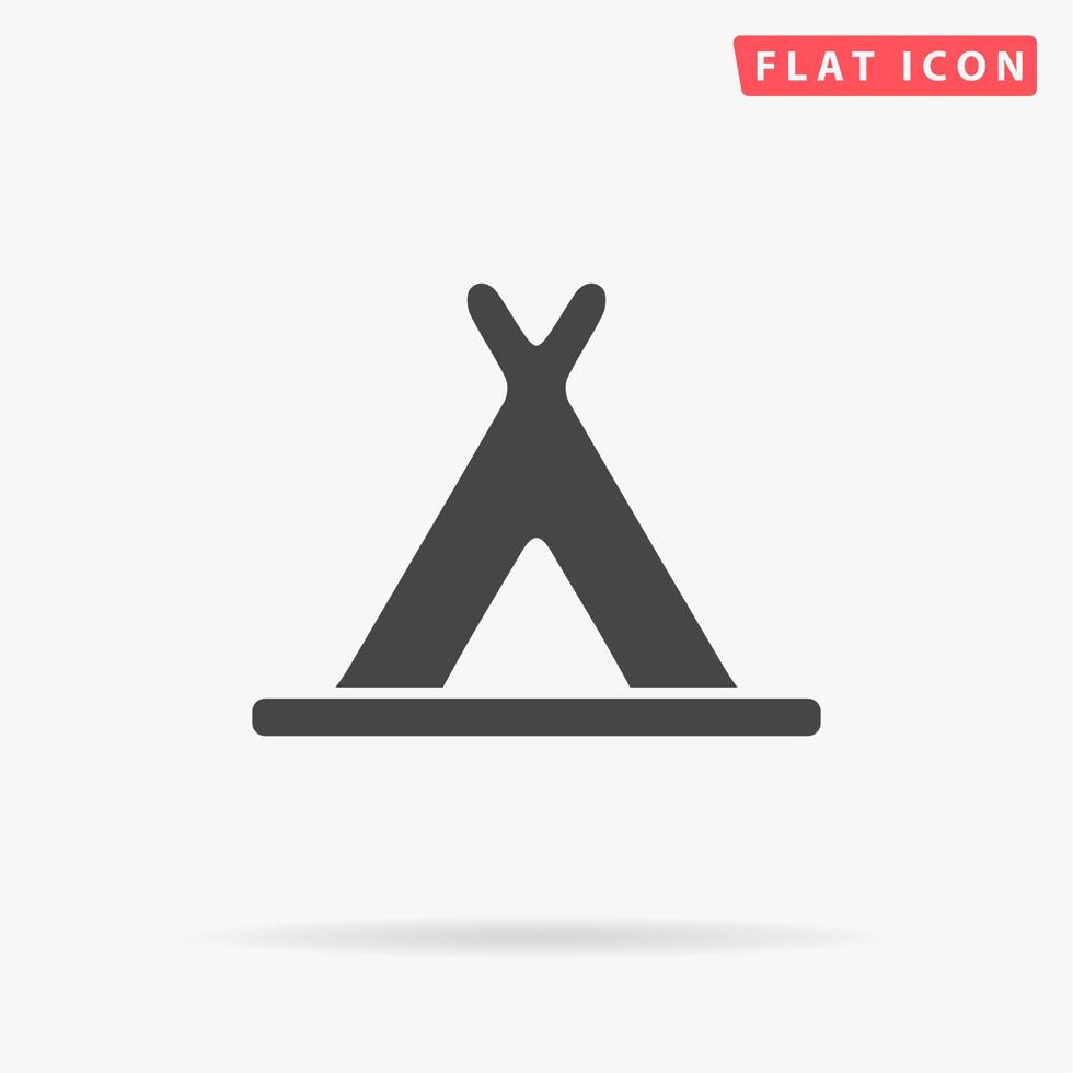 Wigwam. Simple flat black symbol with shadow on white background. Vector illustration pictogram