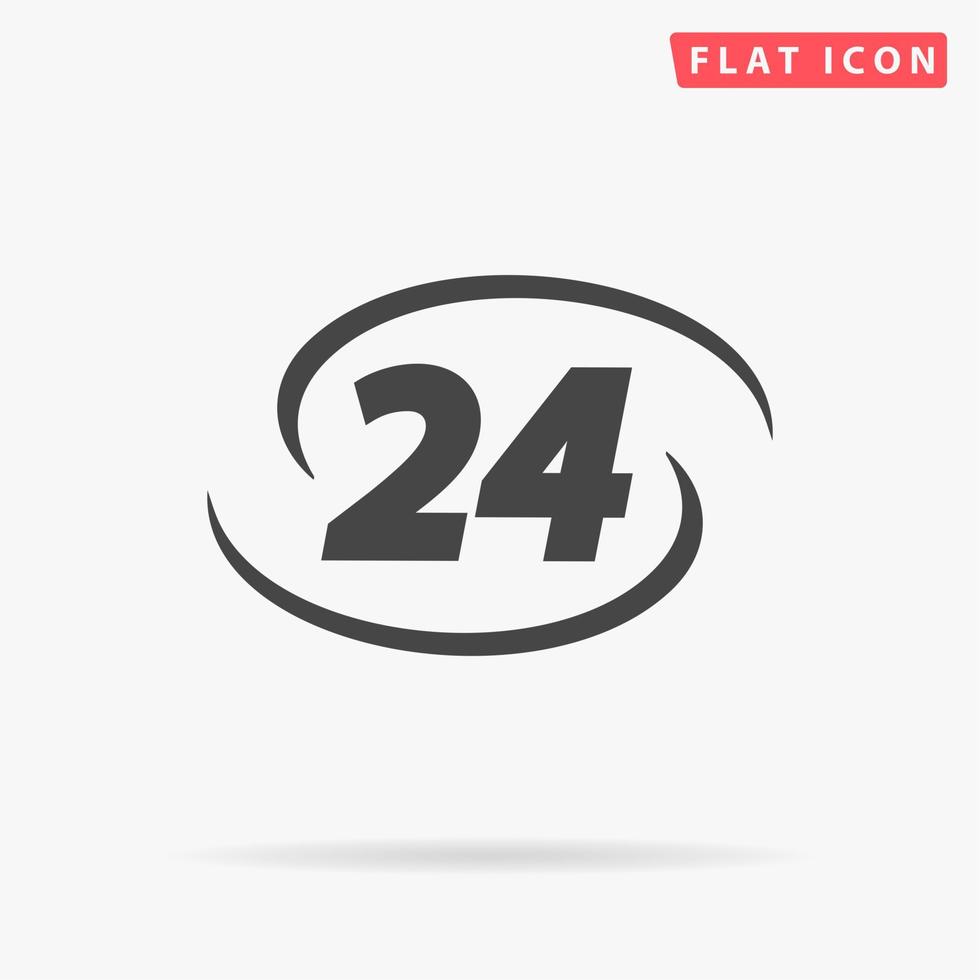 Opening hours. Simple flat black symbol with shadow on white background. Vector illustration pictogram