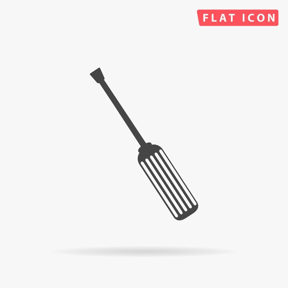 Screwdriver. Simple flat black symbol with shadow on white background. Vector illustration pictogram