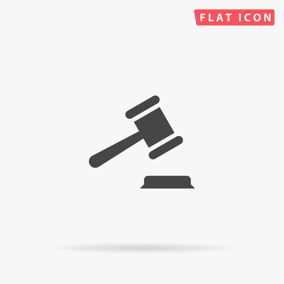 Judge gavel. Simple flat black symbol with shadow on white background. Vector illustration pictogram