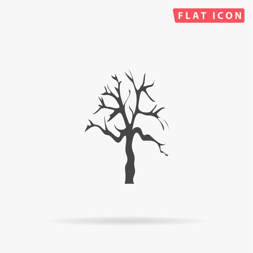 silueta de árbol. simple símbolo negro plano con sombra sobre fondo blanco. pictograma de ilustración vectorial vector