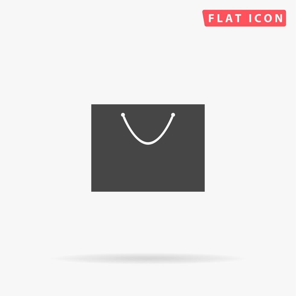 bolsa de compras sencilla. simple símbolo negro plano con sombra sobre fondo blanco. pictograma de ilustración vectorial vector