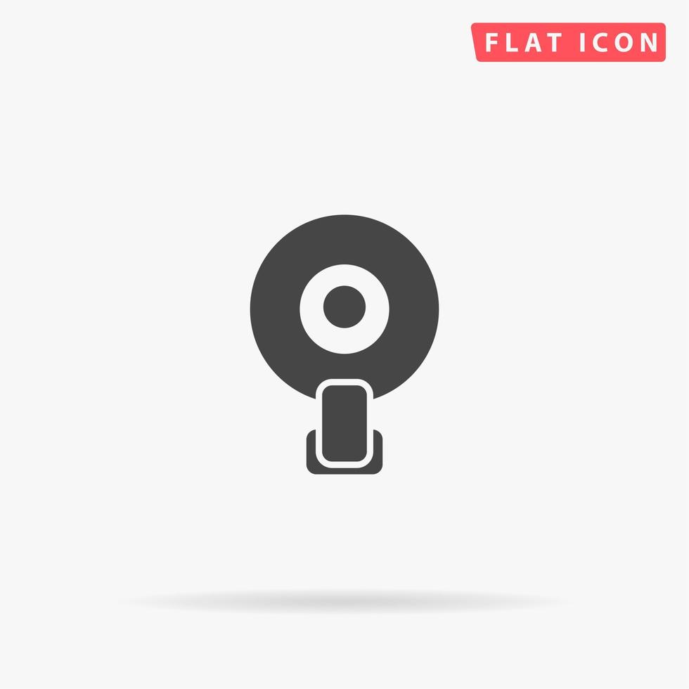 Web camera. Simple flat black symbol with shadow on white background. Vector illustration pictogram