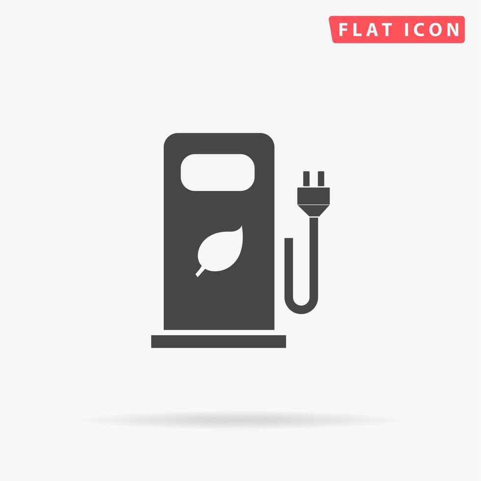 estación de carga de coches eléctricos o gasolina biocombustible. simple símbolo negro plano con sombra sobre fondo blanco. pictograma de ilustración vectorial vector