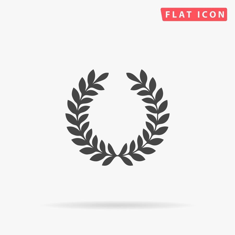 Laurel victory wreath. Simple flat black symbol with shadow on white background. Vector illustration pictogram
