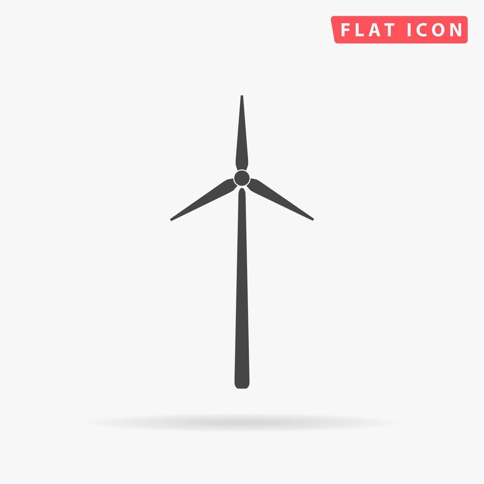 Windmill. Simple flat black symbol with shadow on white background. Vector illustration pictogram