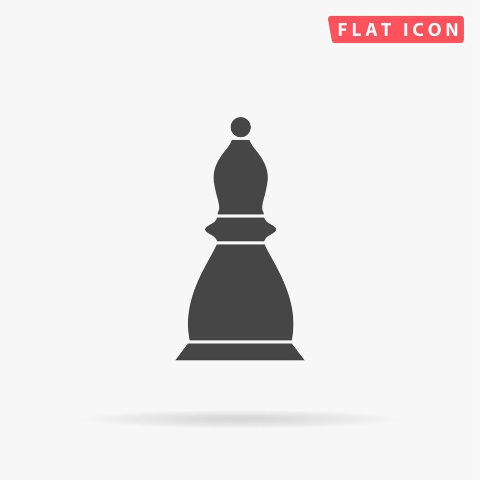 oficial de ajedrez simple símbolo negro plano con sombra sobre fondo blanco. pictograma de ilustración vectorial vector