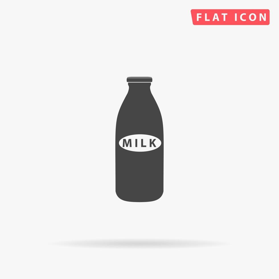 Milk bottle. Simple flat black symbol with shadow on white background. Vector illustration pictogram