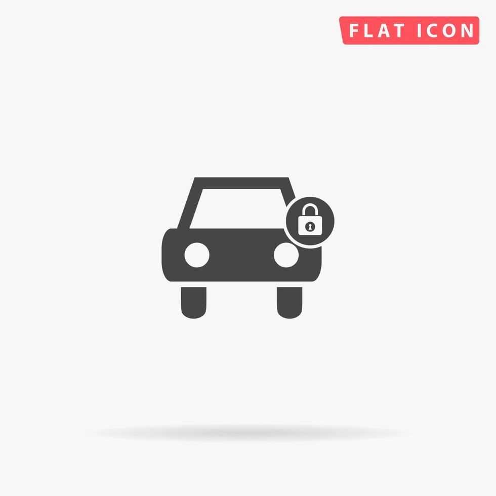 Car lock. Simple flat black symbol with shadow on white background. Vector illustration pictogram