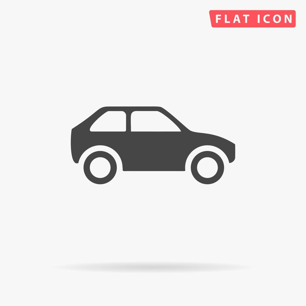 Hatchback Car. Simple flat black symbol with shadow on white background. Vector illustration pictogram