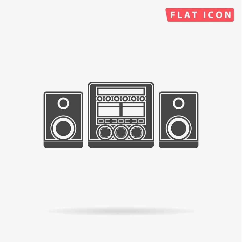 Stereo system. Simple flat black symbol with shadow on white background. Vector illustration pictogram