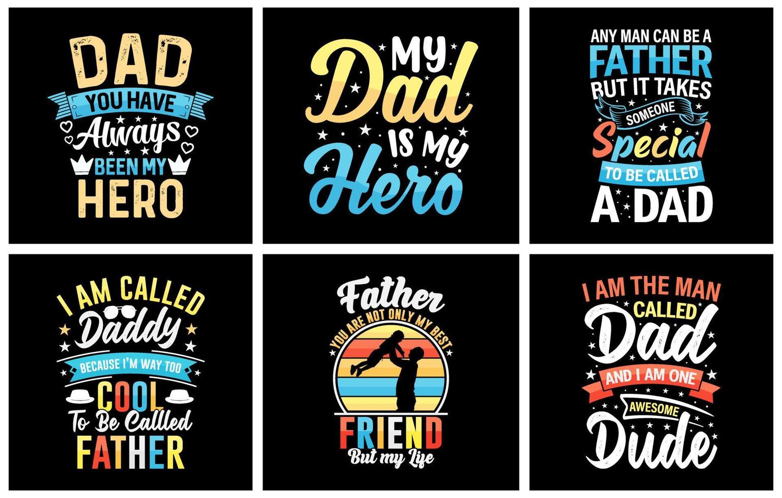 Father and Dad t shirt design Bundle, dad t shirt design set, Typography papa dad Father's Day t-shirt design, happy father's day t shirt, dad t shirt vector