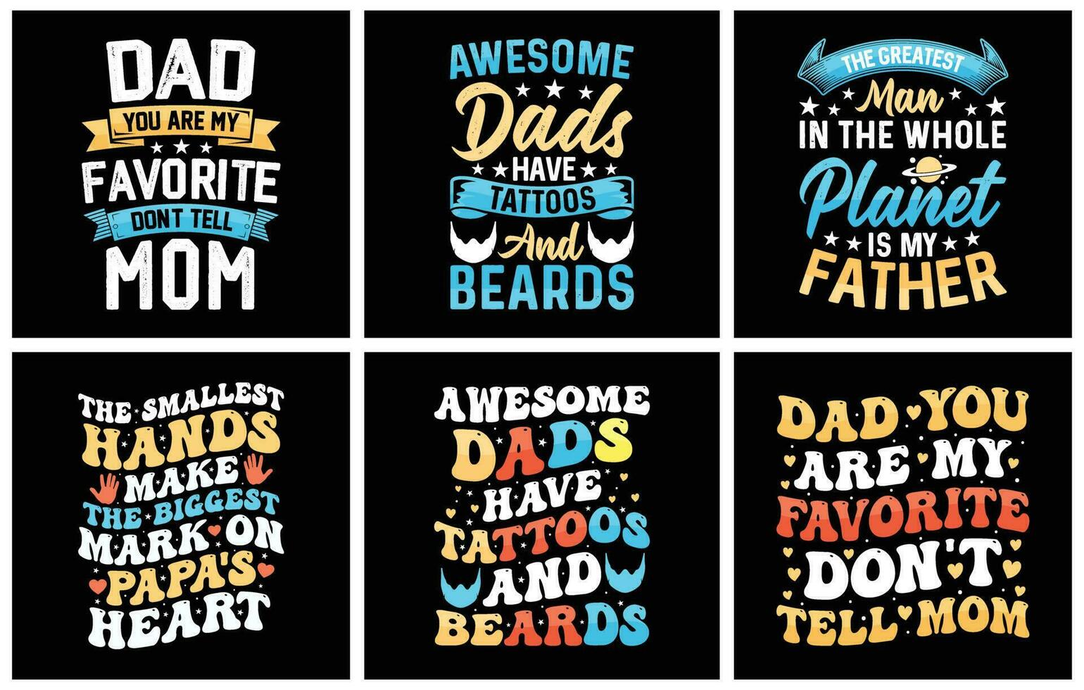 Father and Dad t shirt design Bundle, dad t shirt design set, Typography papa dad Father's Day t-shirt design, happy father's day t shirt, dad t shirt vector