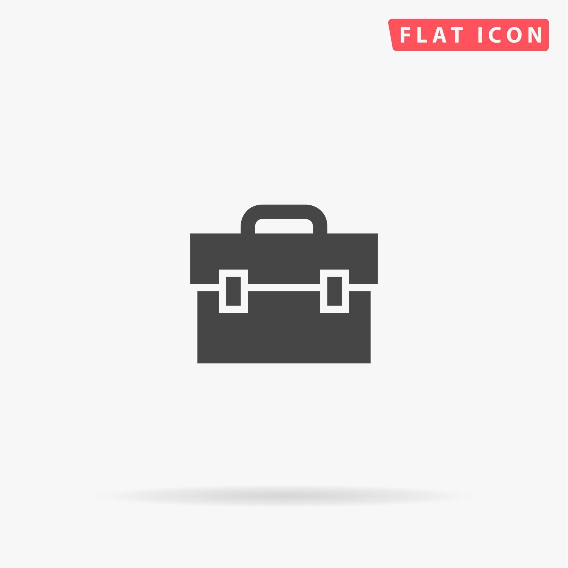 Briefcase. Simple flat black symbol with shadow on white background