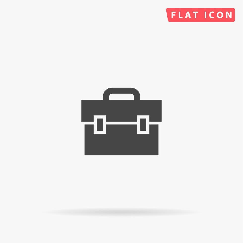 Briefcase. Simple flat black symbol with shadow on white background. Vector illustration pictogram