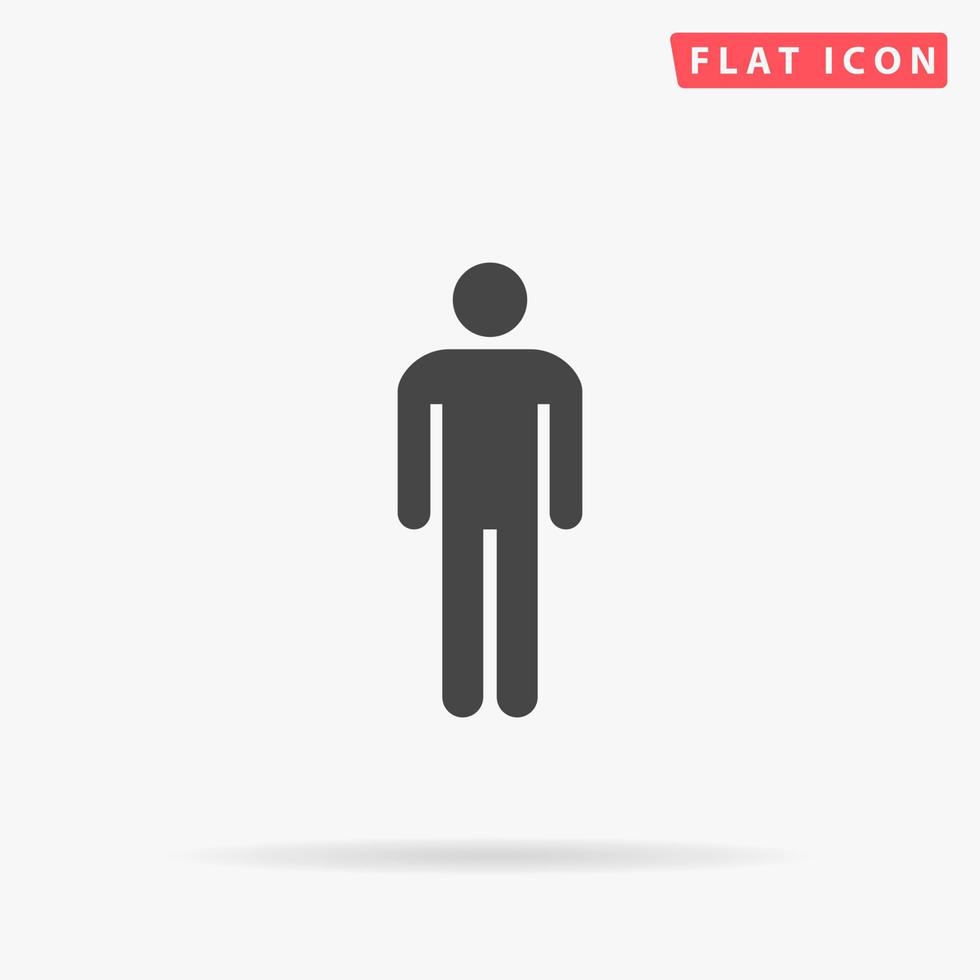 Man. Simple flat black symbol with shadow on white background. Vector illustration pictogram