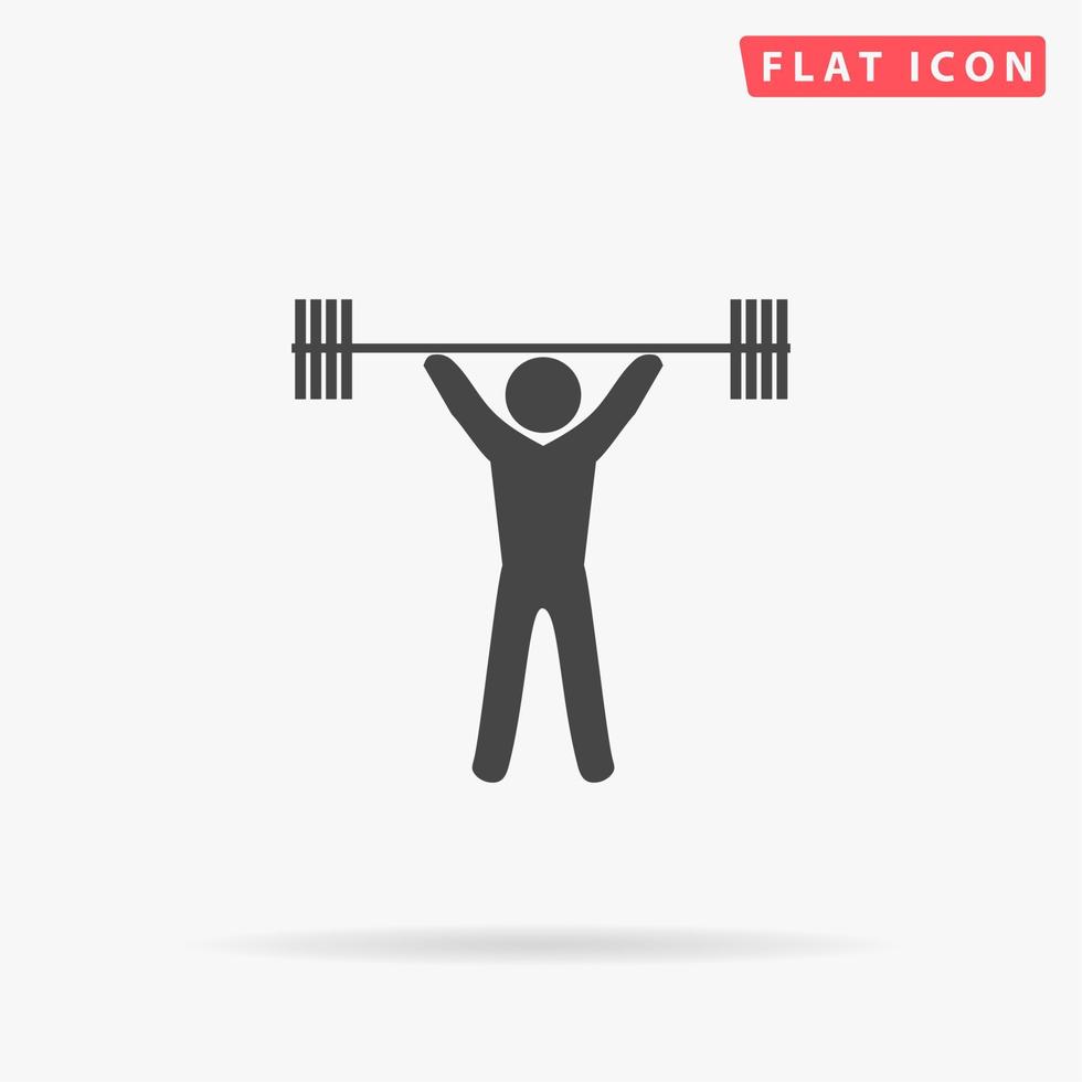 Weightlifting. Simple flat black symbol with shadow on white background. Vector illustration pictogram