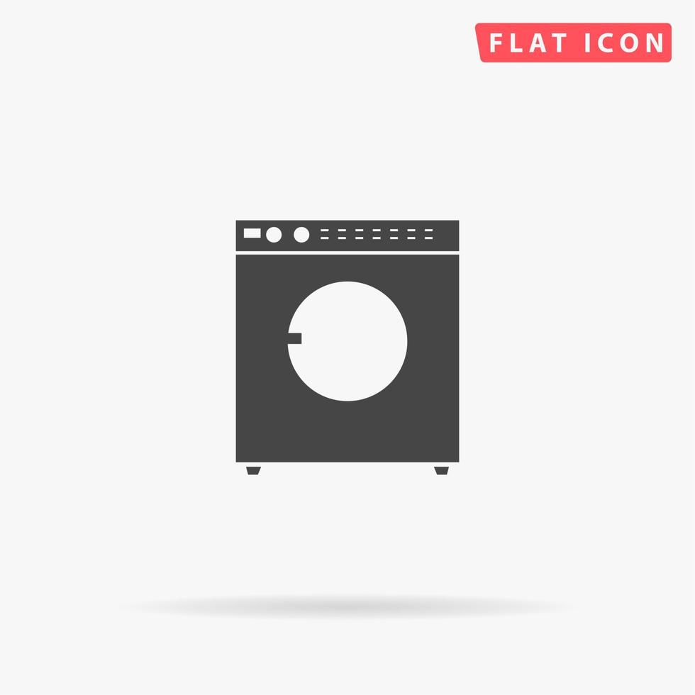 lavadora. simple símbolo negro plano con sombra sobre fondo blanco. pictograma de ilustración vectorial vector