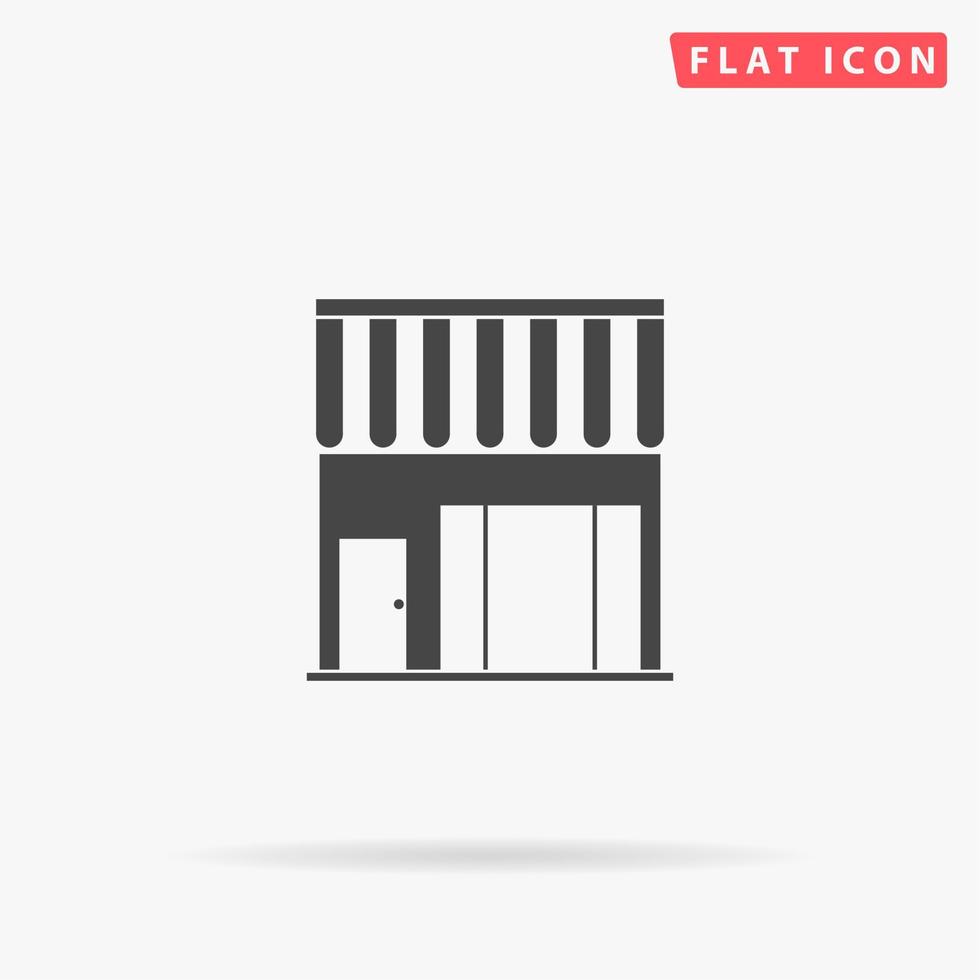 tienda sencilla. simple símbolo negro plano con sombra sobre fondo blanco. pictograma de ilustración vectorial vector