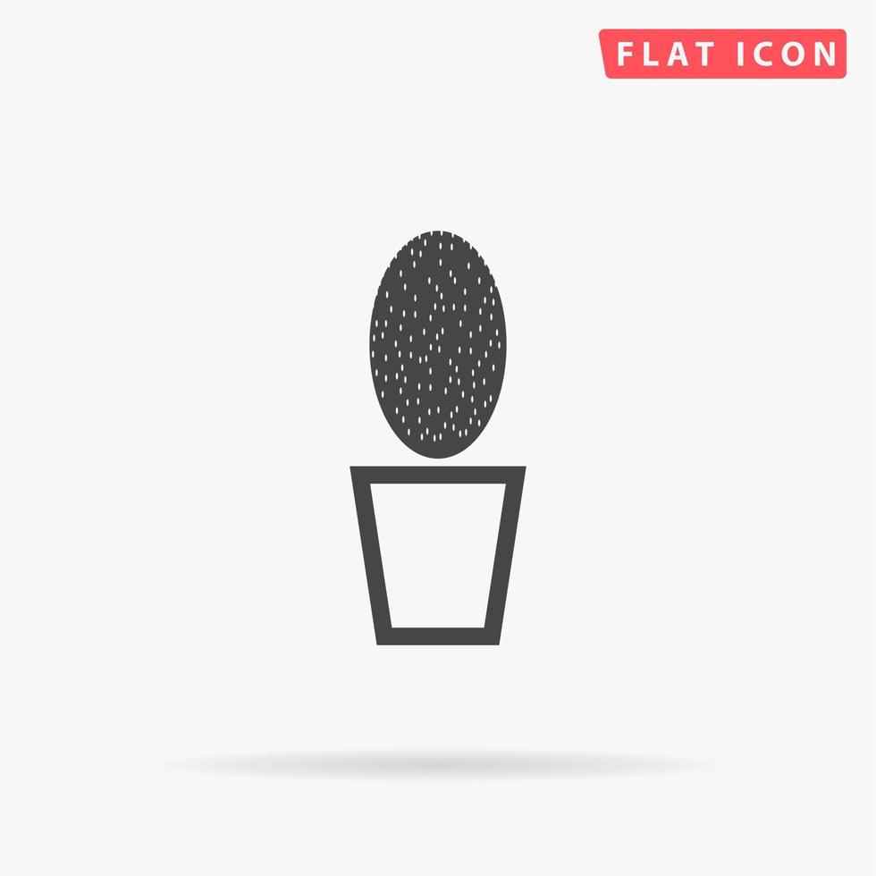 Cactus pot. Simple flat black symbol with shadow on white background. Vector illustration pictogram