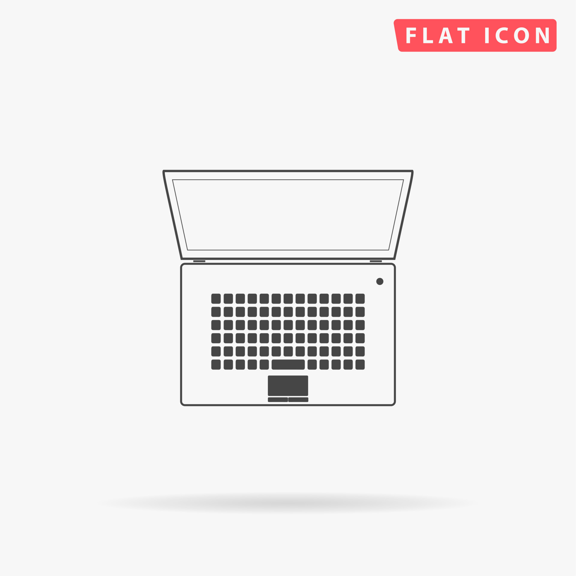 Simple Laptop. Simple flat black symbol with shadow on white background