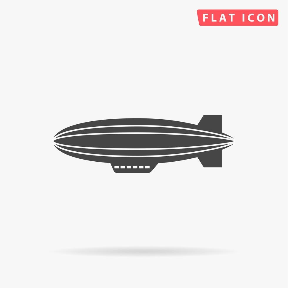 Airship. Simple flat black symbol with shadow on white background. Vector illustration pictogram