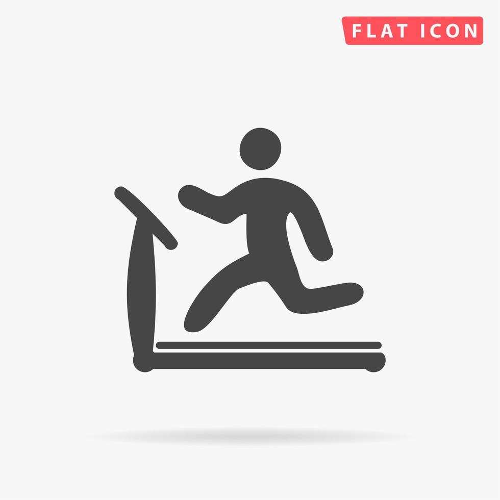 Running, treadmill. Simple flat black symbol with shadow on white background. Vector illustration pictogram