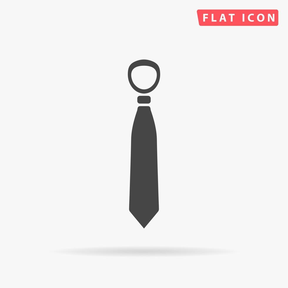 Tie. Simple flat black symbol with shadow on white background. Vector illustration pictogram