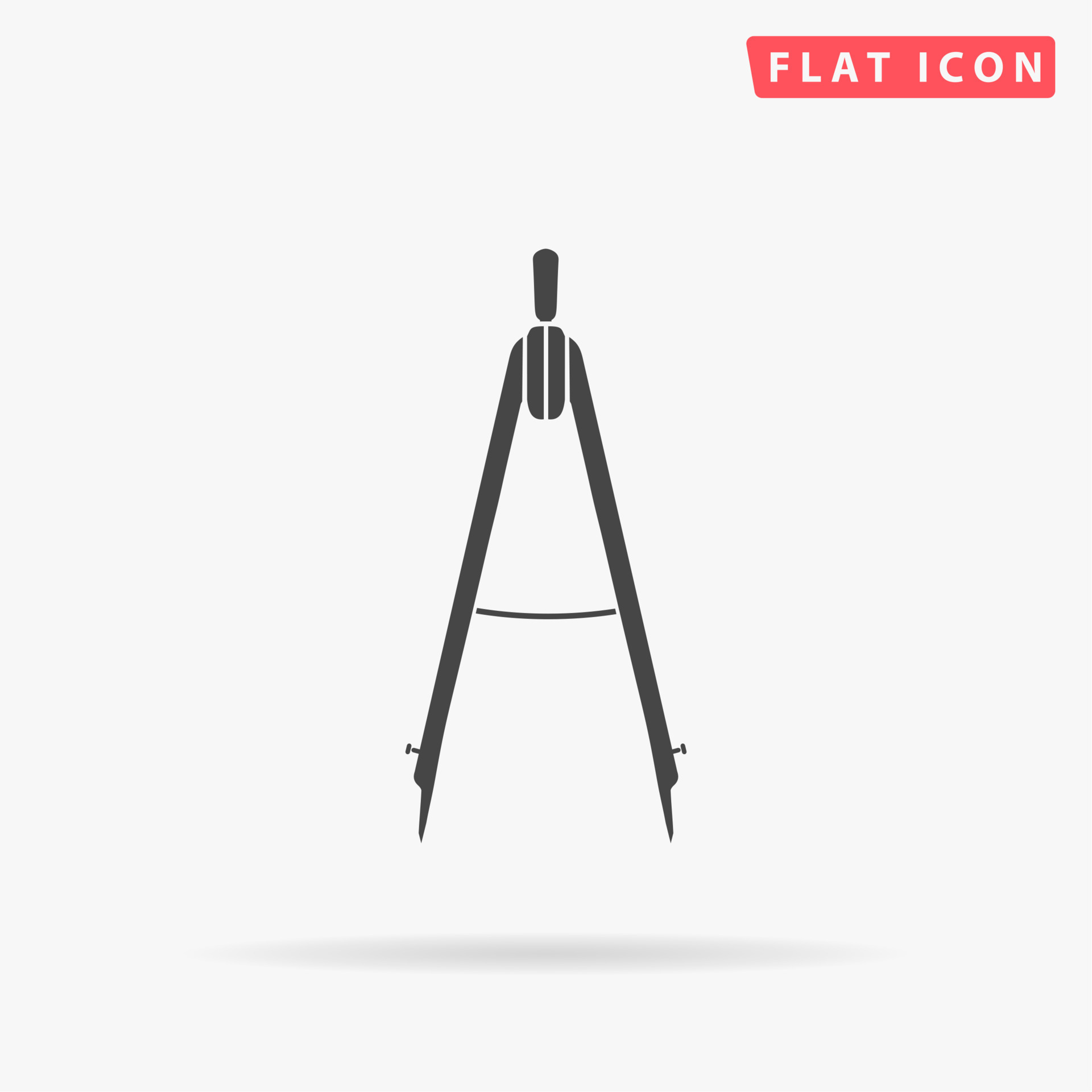 Compass engineering. Simple flat black symbol with shadow on white