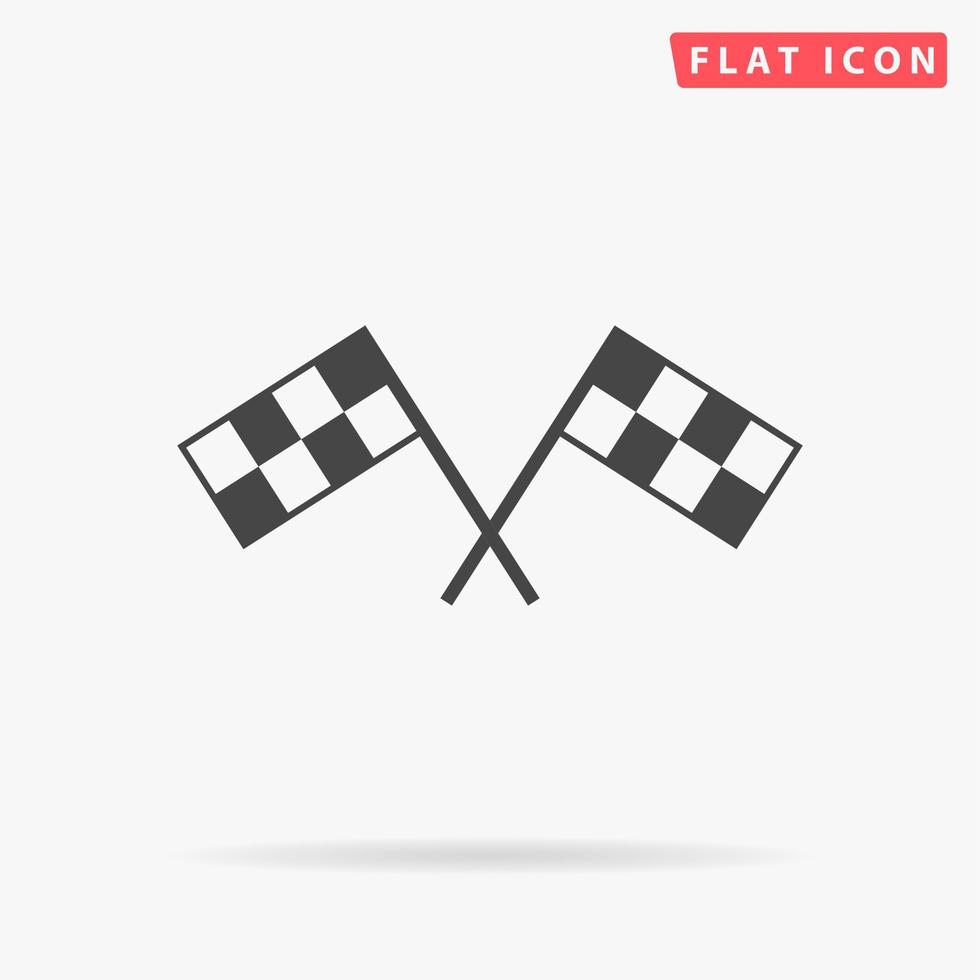 Racing flag. Simple flat black symbol with shadow on white background. Vector illustration pictogram