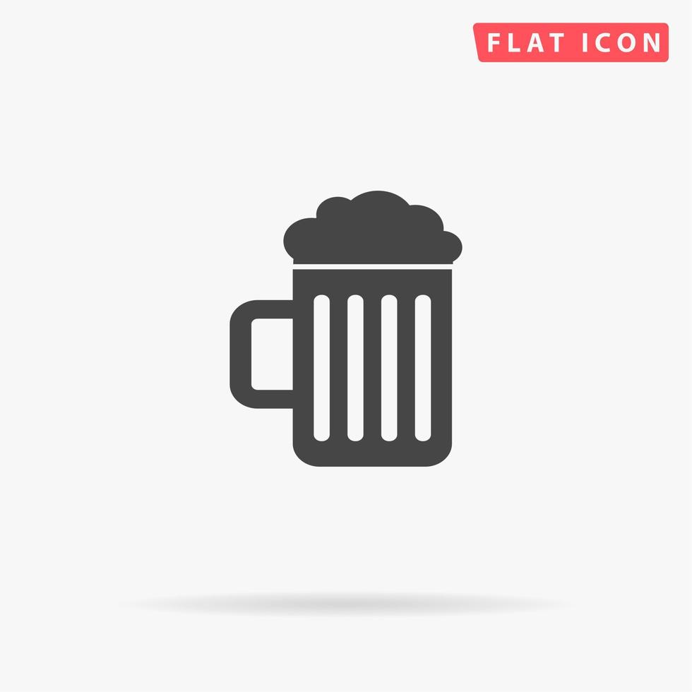 Simple Beer mug. Simple flat black symbol with shadow on white background. Vector illustration pictogram